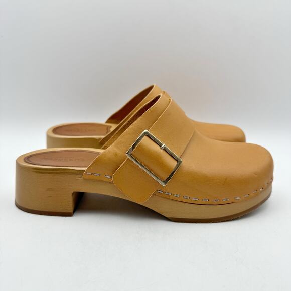 Swedish Hasbeens Womens Slejf Clog EU 37 US 7 Brown Leather Wood Sole NWOB - Picture 2 of 11